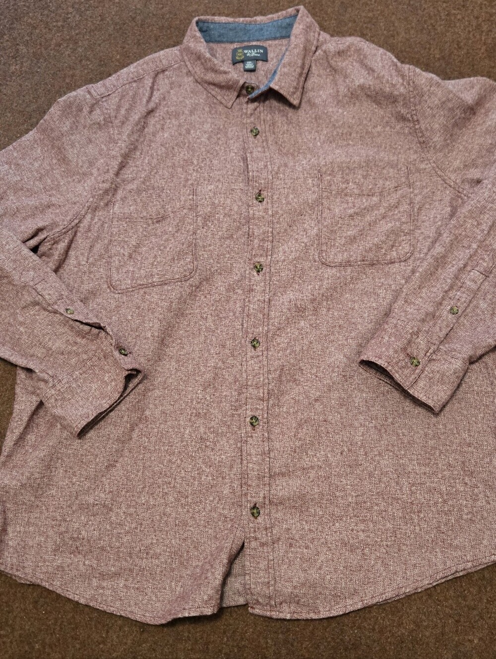 Wallin & Bros Burgundy And White Button Up 100% Cotton Shirt 2XL